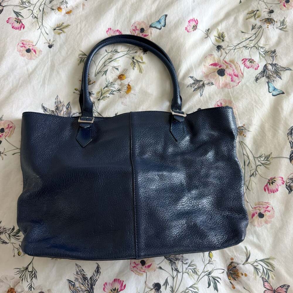 Brooks Brothers Navy Leather Tote Bag